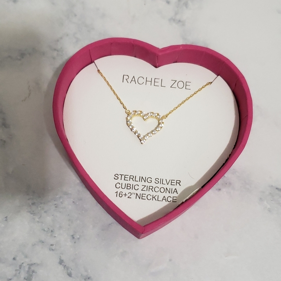 NWT Rachel Zoe heart shaped sterling silver necklace brand NEW - Picture 1 of 2